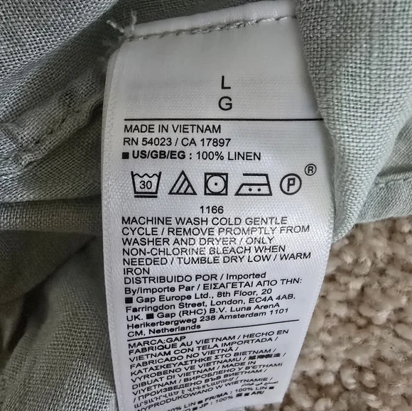 Gap Size Large Womens The Cropped Shirt Soft Mint Green Linen Top - Picture 7 of 7